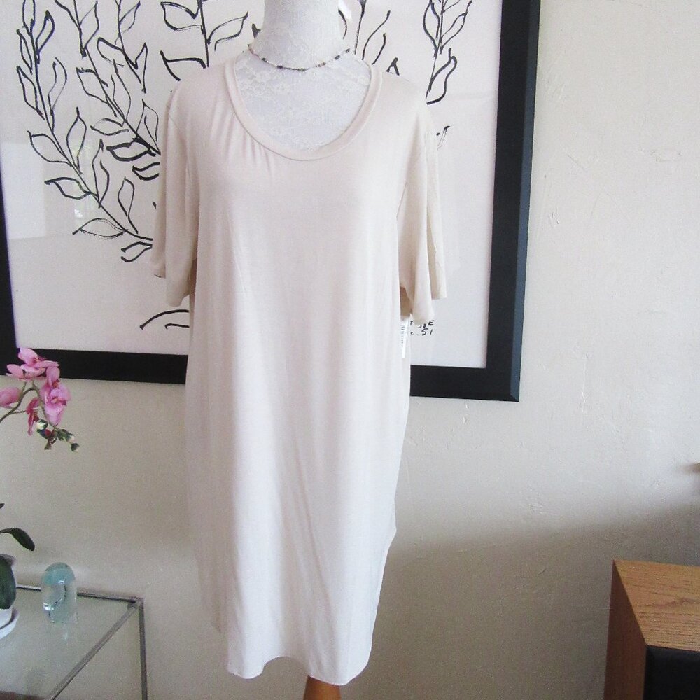 DAILY RITUAL cream short sleeved soft long tunic shirt XL- perfect over leggings